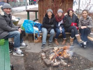Campfire beside Dufferin Rink...